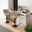 Tabouret de bar pivotant à hauteur réglable pour animaux de compagnie avec dossier, tissu technique résistant aux égratignures, repose-pieds et base en métal noir - Chaise de bar durable pour îlot de cuisine, bar de salle à manger, propriétaires d-1806675158-1797406736