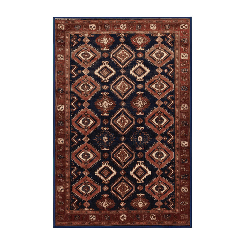 Tapis persan noir lavable à la machine, Rectangle 7 pi x 9 pi