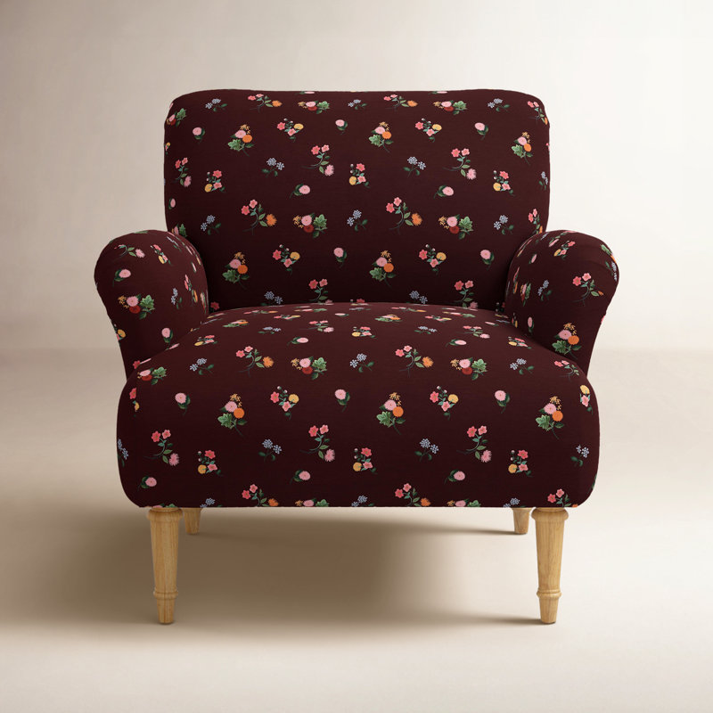 Fauteuil Bristol Ditsy Dahlia bourgogne, Ditsia Dahlia bourgogne, Natural