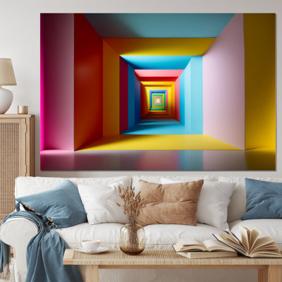 «Pastel Color Rectangular Infinity - Modern Midcentury», art mural sur toile