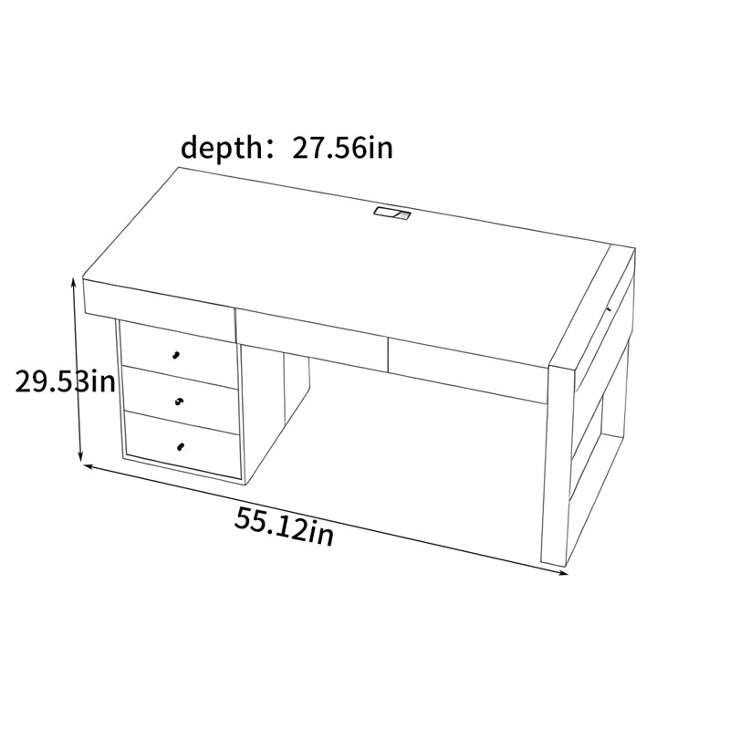 Bureau italien minimaliste, H 29,53 po x l 55,12 po x P 27,56 po
