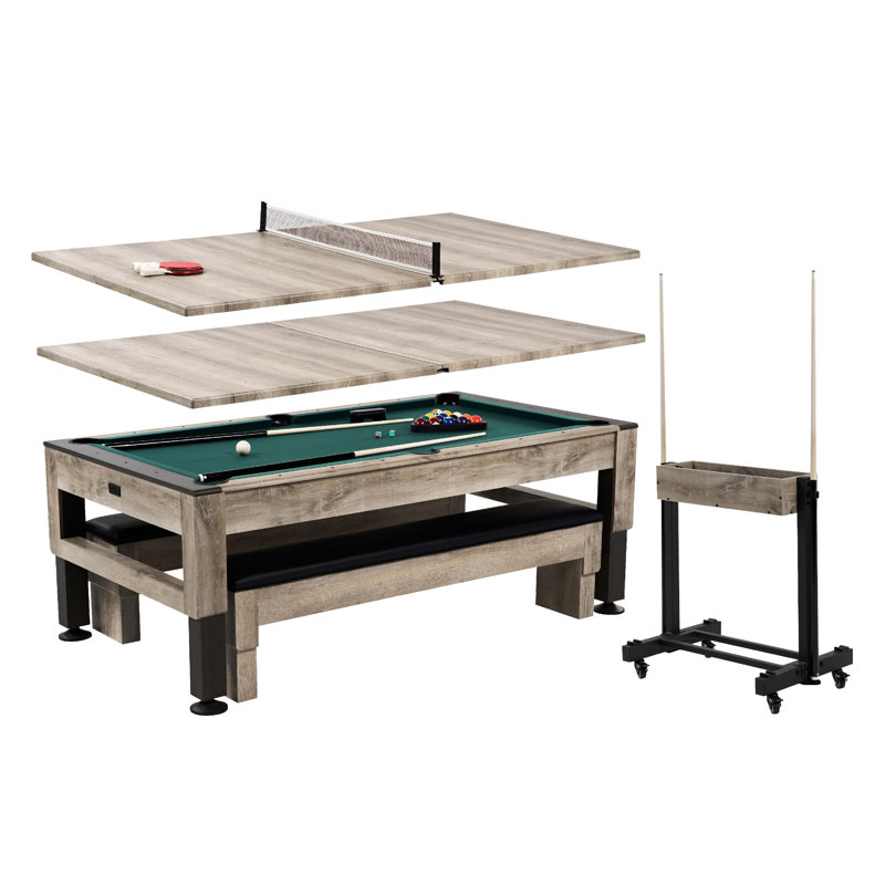 Barrington Billiards Westmont 3-in-1 Combination Table includes 7’ Billiard Table, Table Tennis and Dining Top with Game Accessories & Rolling Storage Caddy