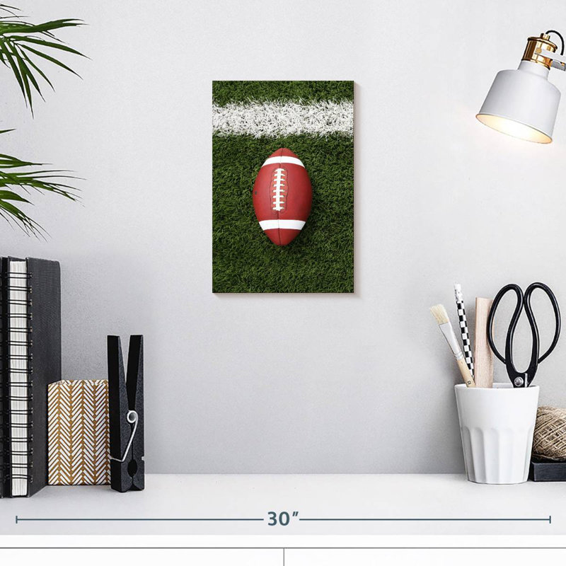 Football On Grass, 12" H x 8" W
