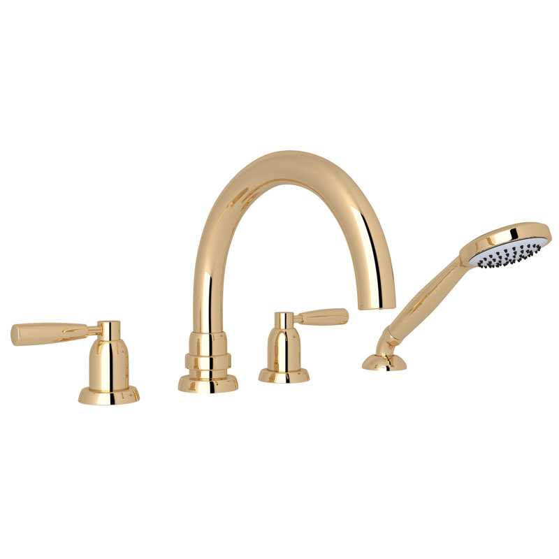 Holborn™ Double Handle Deck Mounted Roman Tub Faucet, Lever Handle, English Gold