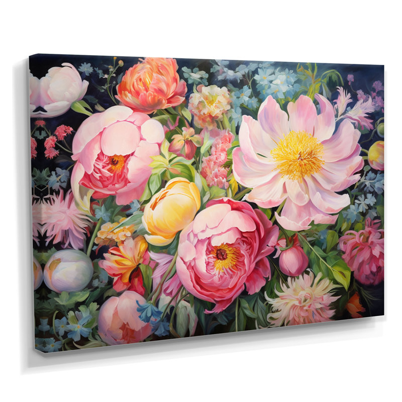 «Blossoming Spring Flowers - Wildflowers», art mural, H 24 po x l 32 po x P 1 po, Toile tendue