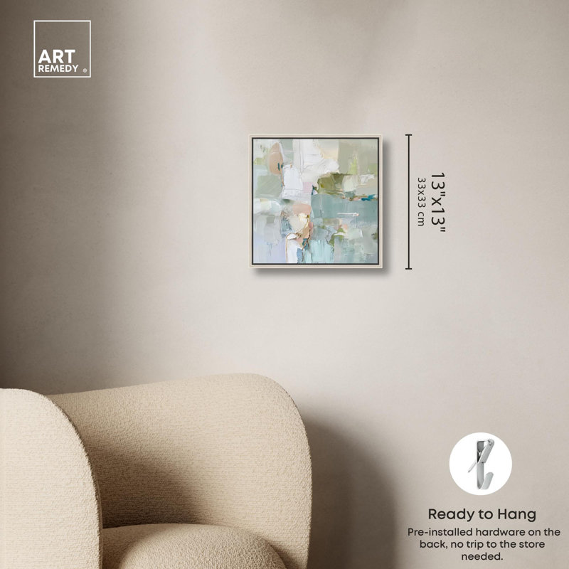 Jade Sweep I Canvas Minimal Abstracts by Art Remedy, White Framed, 13" H x 13" W