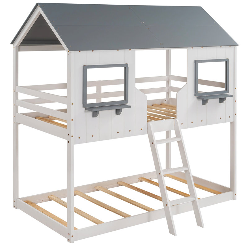 Lit plateforme Focht, Blanc / gris