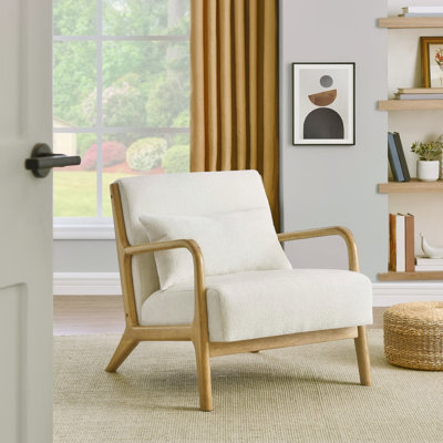 Chaise d'appoint de style moderne Mid-Century avec coussin lombaire amovible