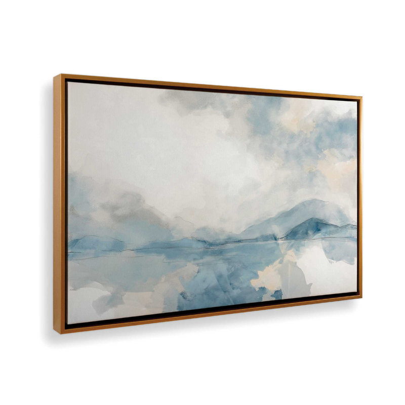 Misty Blue Reflections Canvas Print in a Frame, 32.75" H x 48.75" W, Polished Gold