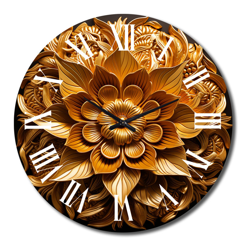 Horloge murale abstraite tournesol doré, Grand