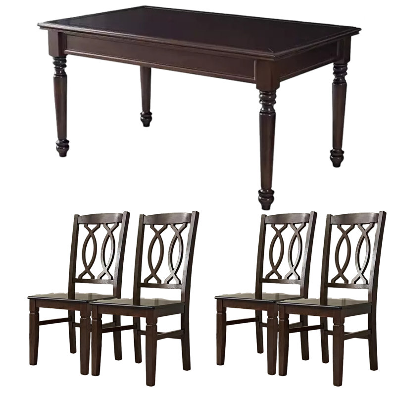 Sylvanus Rectangular 35.43'' W Dining Set, 5 Pieces: Table, 4 Chairs, 35.43" H x 62.99" W x 29.92" D