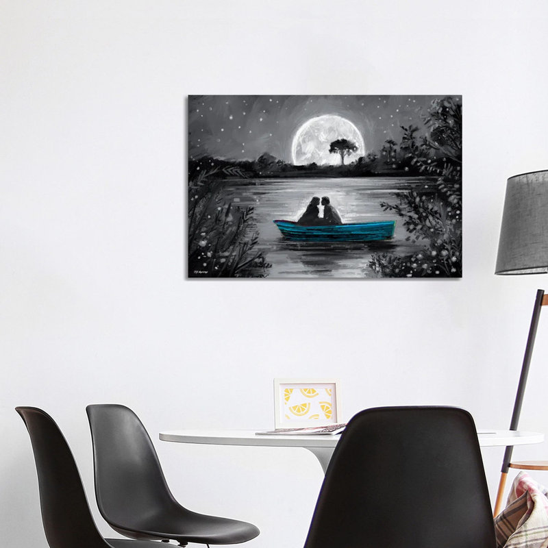 Love In Boat Blue by P.D. Moreno - Painting on Canvas, 66.04cm H x 101.6cm W x 3.81cm D, Wrapped Canvas