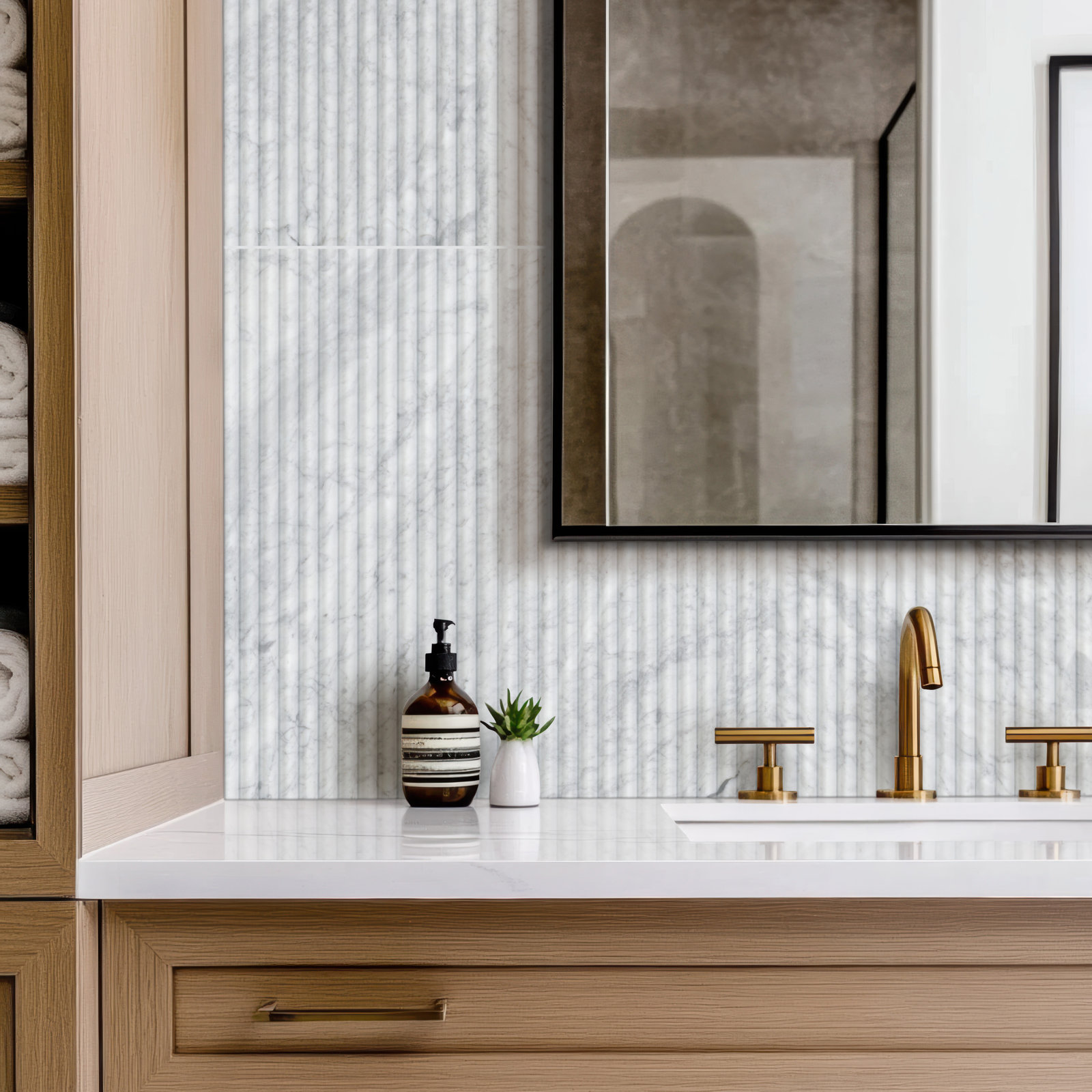 Stratos 12" x 24" Marble Wall Tile, Carrara White
