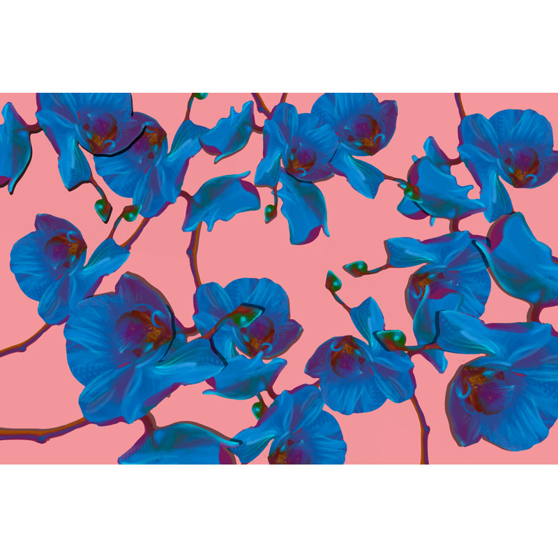 Seamless Pattern With Blue Orchids by Dusan Stankovic - Wrapped Canvas Print, 51cm H x 76cm W