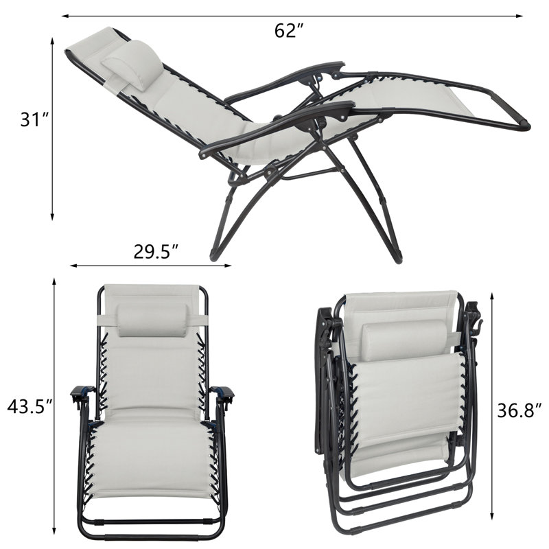 Kantzer Folding Zero Gravity Chair, Gray