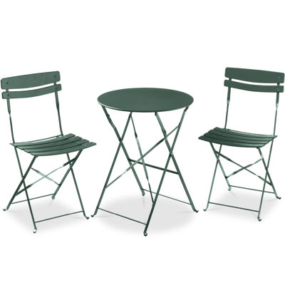  Ensemble de bistro 3 pièces, ensemble de 2 chaises et table pliantes - vert foncé