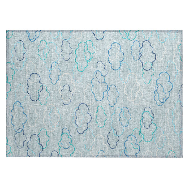 Machine Washable Indoor/Outdoor Chantille ACN2508 Kids Rug, Rectangle 1'8" x 2'6", Sky