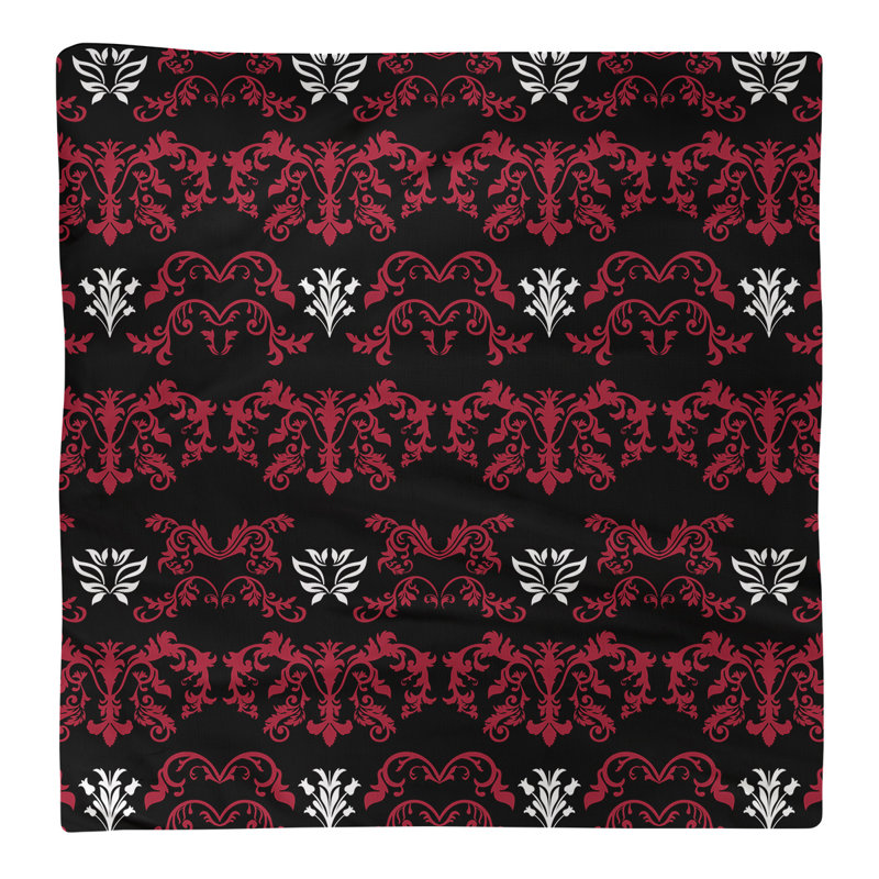 Damask Square Napkin, Red/Black/White, Cotton, 10" W x 10" L