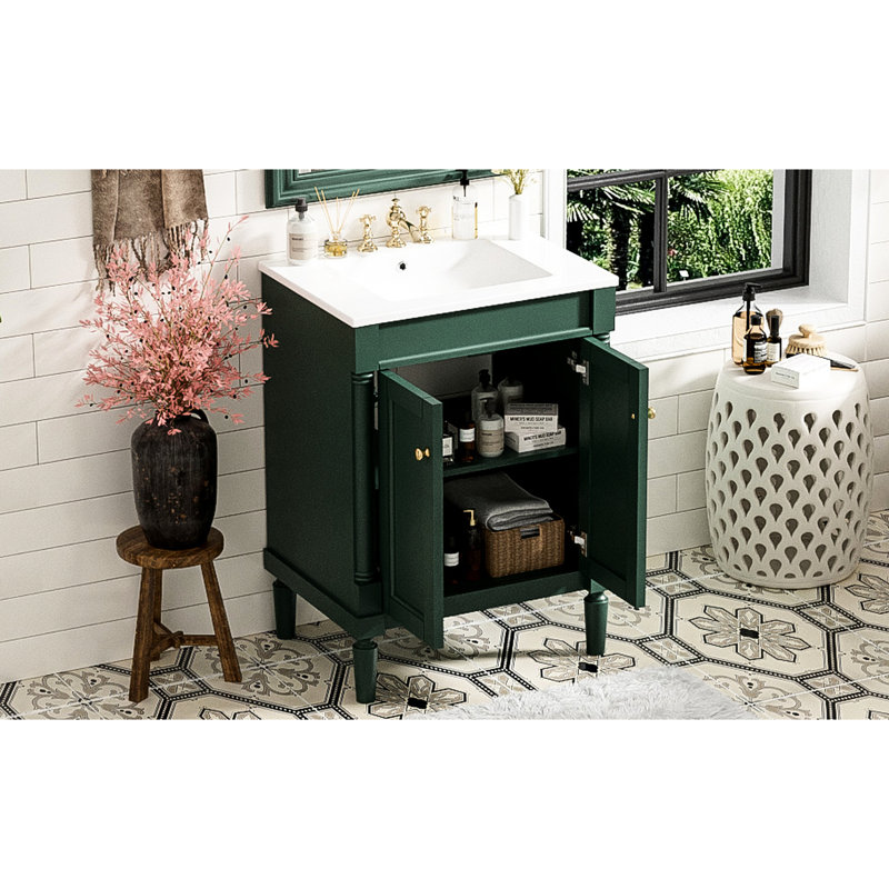 Meuble-lavabo moderne avec portes fonctionnelles, capacité de charge de 136 kg (300 lb) -