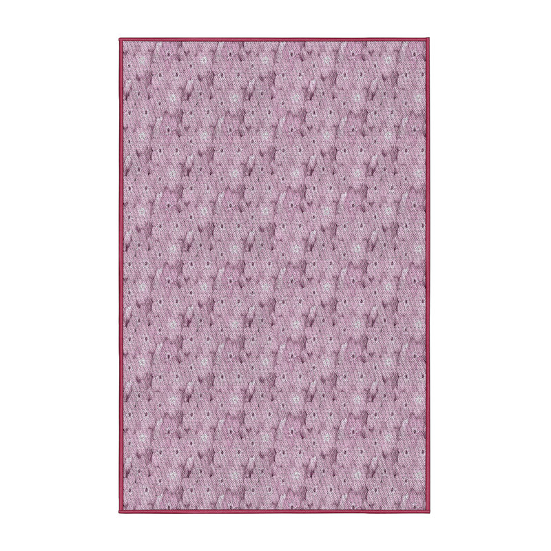 Tapis rose à motif floral Asha, Rectangle 7 pi x 9 pi