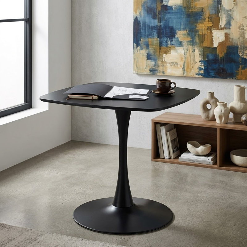 Table de salle à manger Rivkah, Noir mat, Noir mat, H 28,71 po x L 31,51 po x l 31,51 po