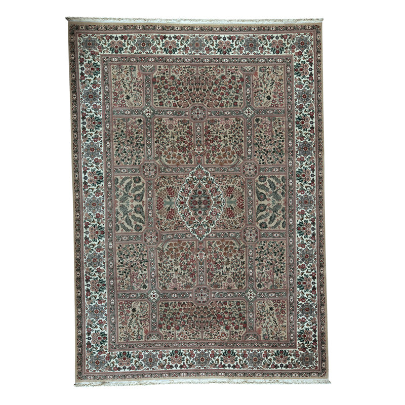 Tapis beige et ivoire de haute qualité noué à la main