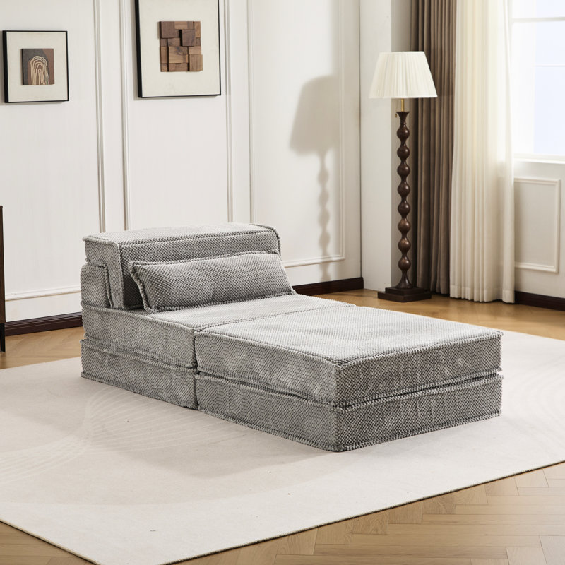 Canapé modulaire Diy Boneless, Tissu gris pâle, H 26,25 po x l 38,78 po x P 78,27 po