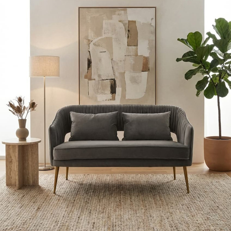 West Velvet Sofa, Grey