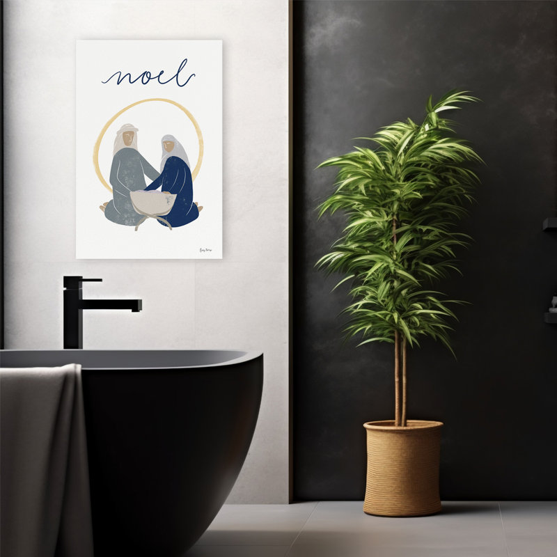 Crèche de la Nativité II avec art bleu marine - bébé bébé Jésus, H 24 po x l 16 po