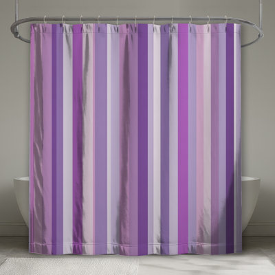 Rideau de douche mauve à rayures - motif de salle de bain moderne