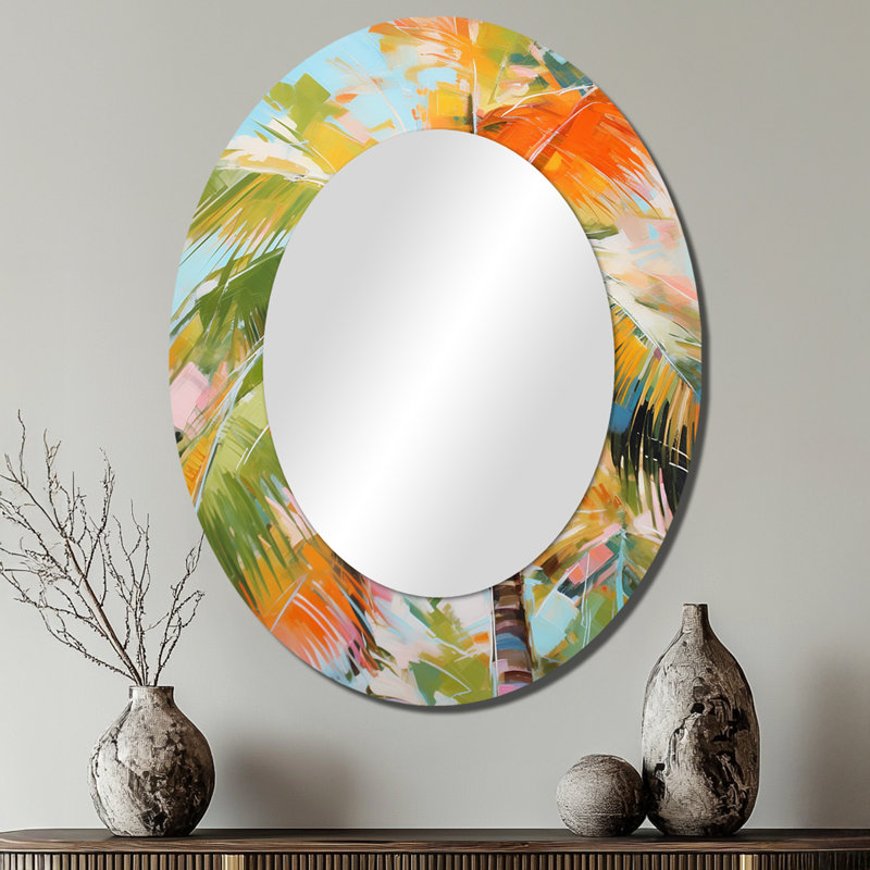 Palm Trees Palm VII - Multi-Color Oval Wall Mirror Decor, 40" x 30"