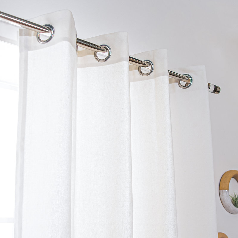 Panneaux de rideaux semi-transparents 100% coton, L 52 po x L 84 po, Blanc