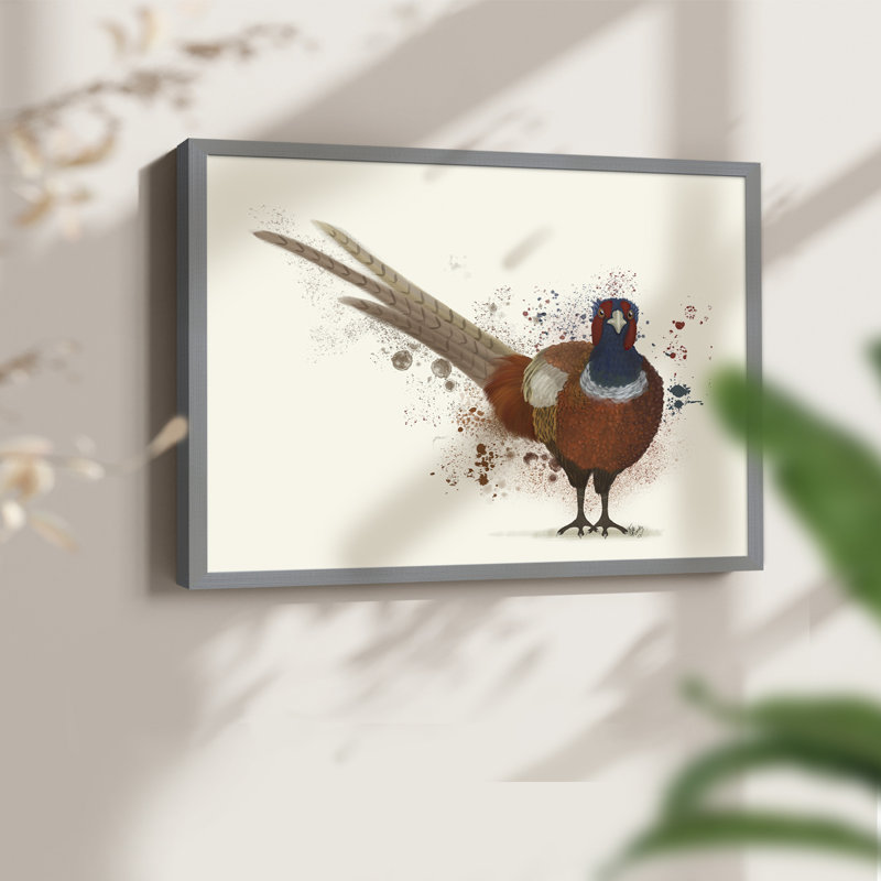 Pheasant Splash 7 -Framed Print - Restickable, Gray, 16" H x 20" W