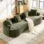 Causeuse incurvée, petit canapé en chenille avec 3 coussins, canapé profond pour appartement, salon, aucun assemblage requis-1582872899