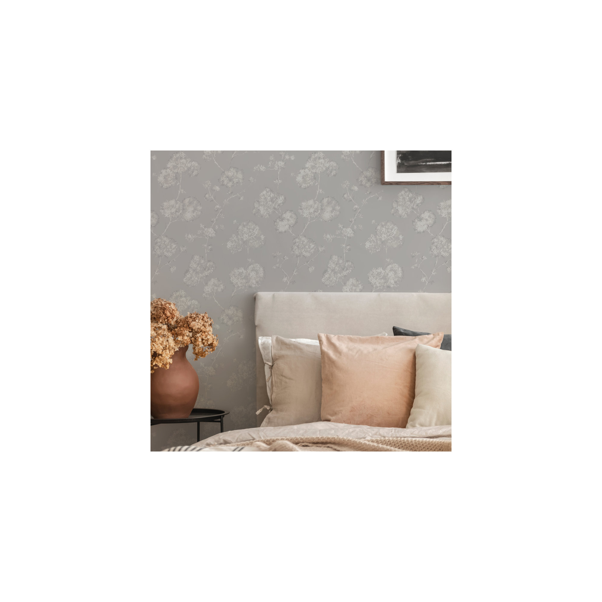 Sun-Bleached Floral Peel and Stick Wallpaper, Powder Gray