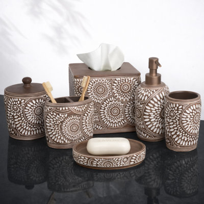 Ciccone Collection Luxury Christmas Polyresin Bathroom Decor and Accessories Set Stylish Vanity Organizer