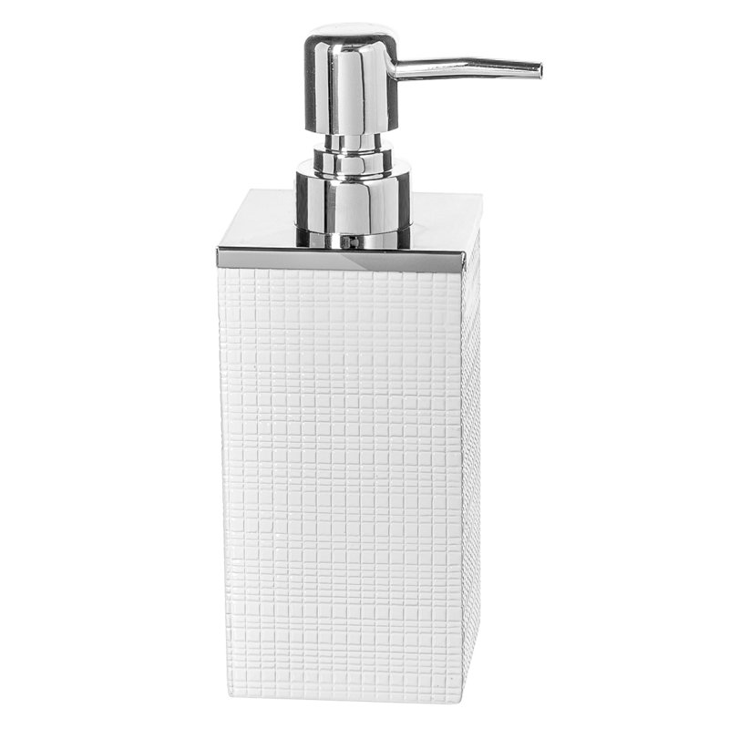 Estella White and Silver Textured Resin Soap Dispenser