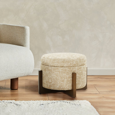 24.6 ? Upholstered Storage Ottoman With Wooden Tray
