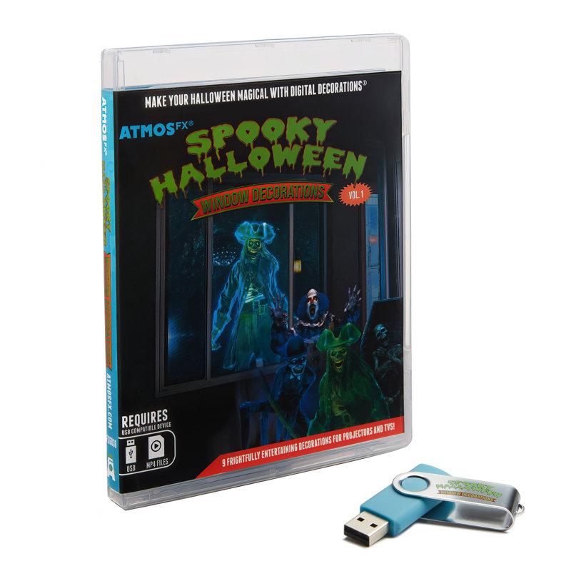 La décoration numérique Spooky Halloween sur USB comprend 9 effets vidéo Atmosfx pour Halloween