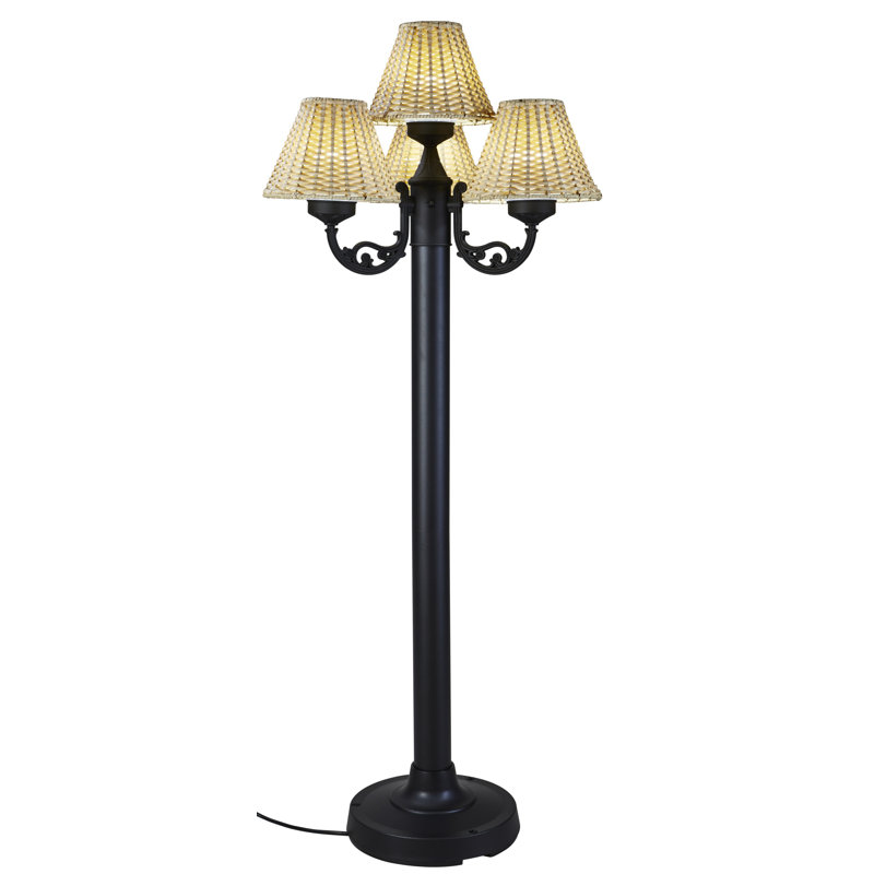 Versailles 63'' Candelabra Floor Lamp, Black, Stone Wicker