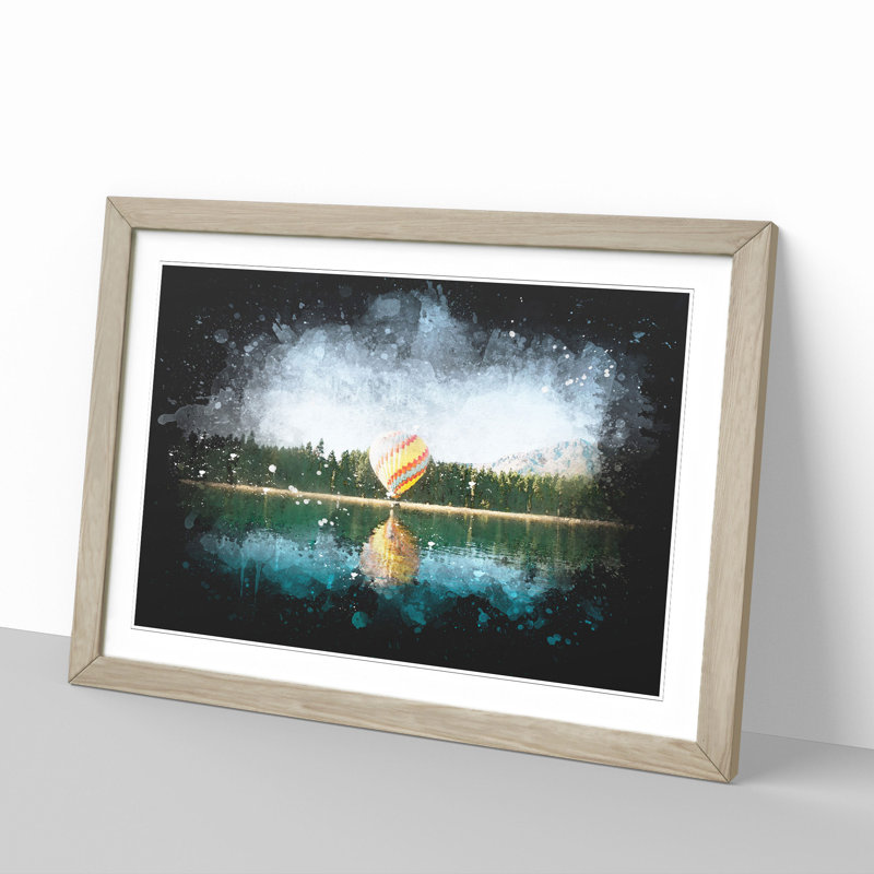 Hot Air Balloon Vol.1 - Picture Frame Graphic Art, 27cm H x 36cm W x 2cm D, Oak Framed