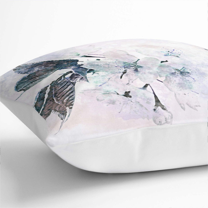 Japanese Cherry Tree Cushion with Filling, White, 55cm H x 55cm W x 20cm D