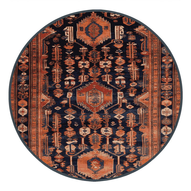 Tapis brun turc lavable à la machine, Rond 6 pi