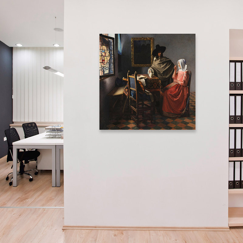 The Wine Glass by Johannes Vermeer - Wrapped Canvas Print, 90cm H x 90cm W x 4cm D