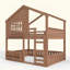 Lit superposé en forme de maison pour enfants, cadre de lit multifonctionnel avec toit, tablette intégrée et barrières de sécurité, lit en bois avec échelle pour chambre d'enfant-1339417532-1339417534