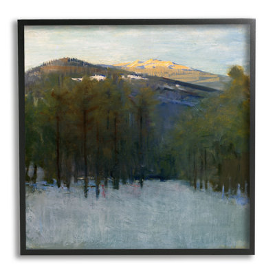 Paysage de montagne d'hiver sur bois