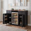 Mini armoire de réfrigérateur avec prise de courant, 2 tiroirs, tablettes réglables, supports à verres à vin et gestion des câbles-133477554
