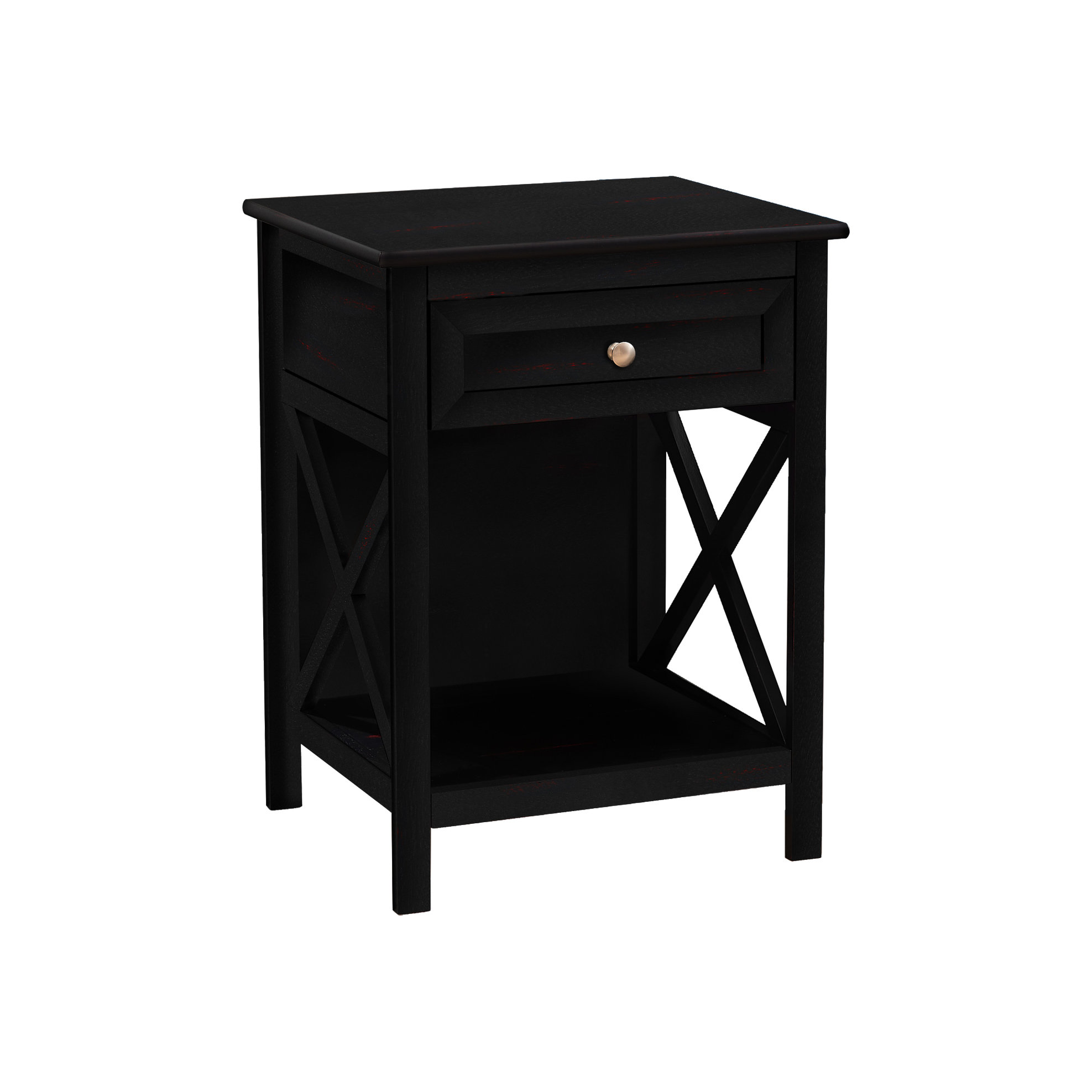 Mercer41 2 Tier Side Table With Black Veneer, Drawer And Bottom Shelf — free download