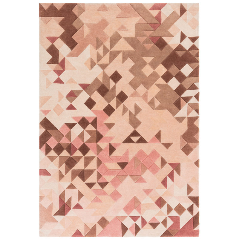 Kinta Pink Area Rug, Rectangle 200 x 290cm, Beige/Pink