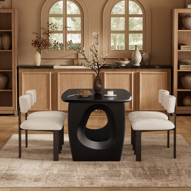 68" Black Dining Table for 4-6, Modern Rectangular Kitchen Table for Dining Room, Black